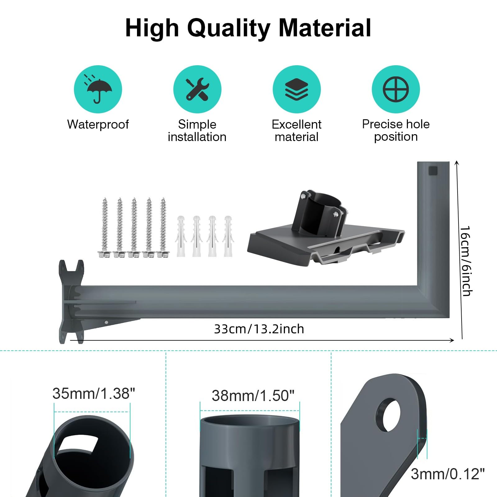 Starlink V3 Support de Toit Vertical avec Adaptateur de Montage et Support Mural à Angle Vertical (Long)