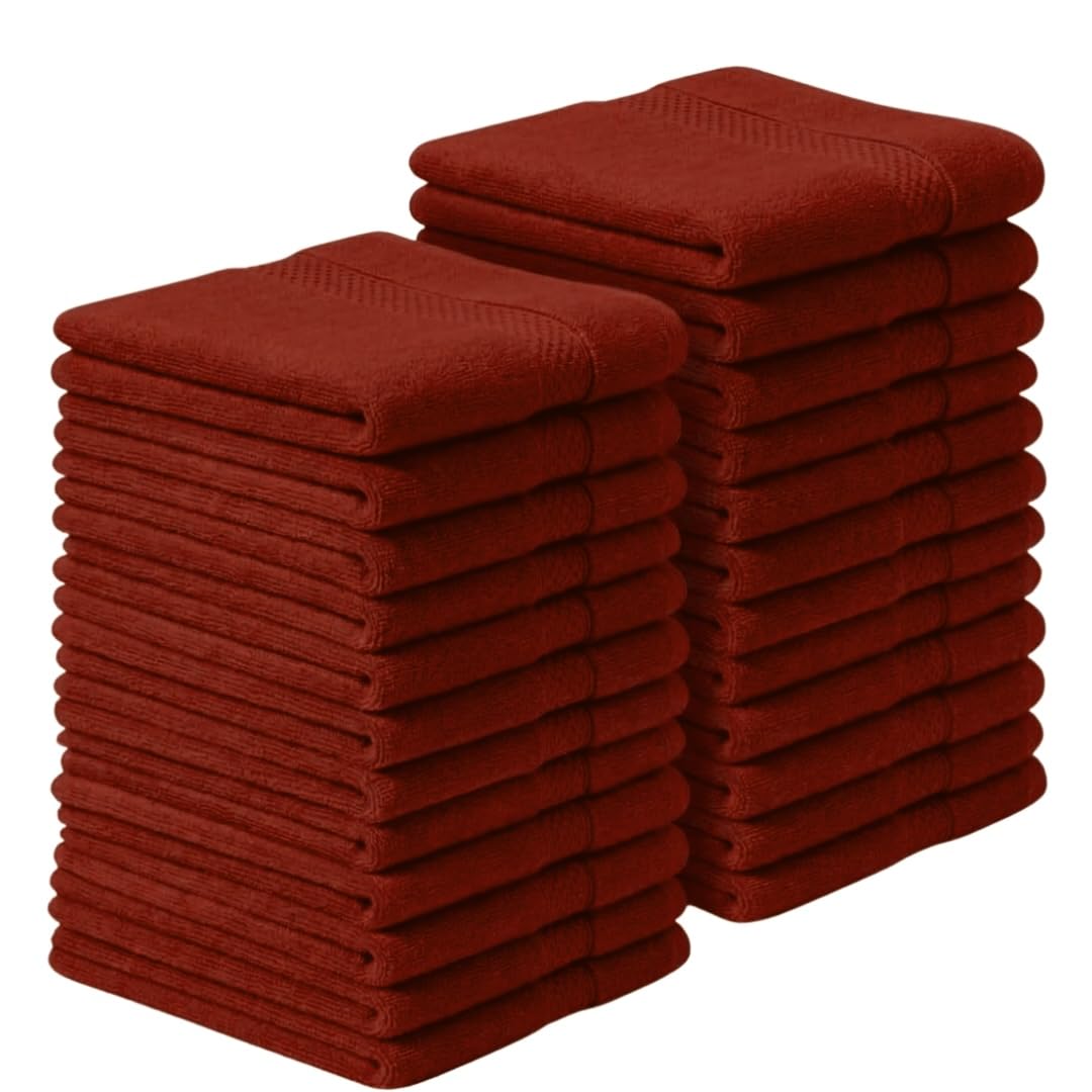 Diamond Tex Premium flannels/Washcloths 100% Cotton face cloth (30x30 cm 600 GSM) โ Soft Flannel Face cloth, (Blue Lagoon, Pack of 2,4,6,8,12,24,36,48) (12, Hot Red)