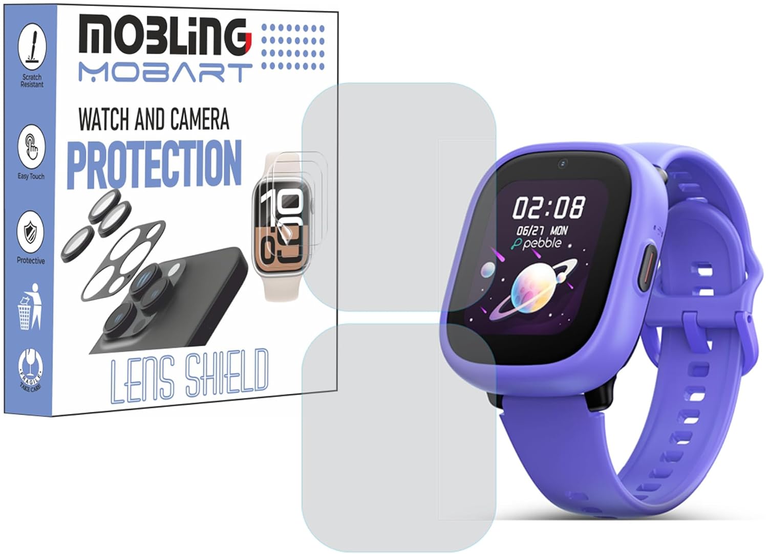 Screen Guard Compatible With Pebble Junior 4G Kids Smart Watch Screen Protector Full Coverage Hydrogel TPU not a Tempered Glass (Pack of 2)
