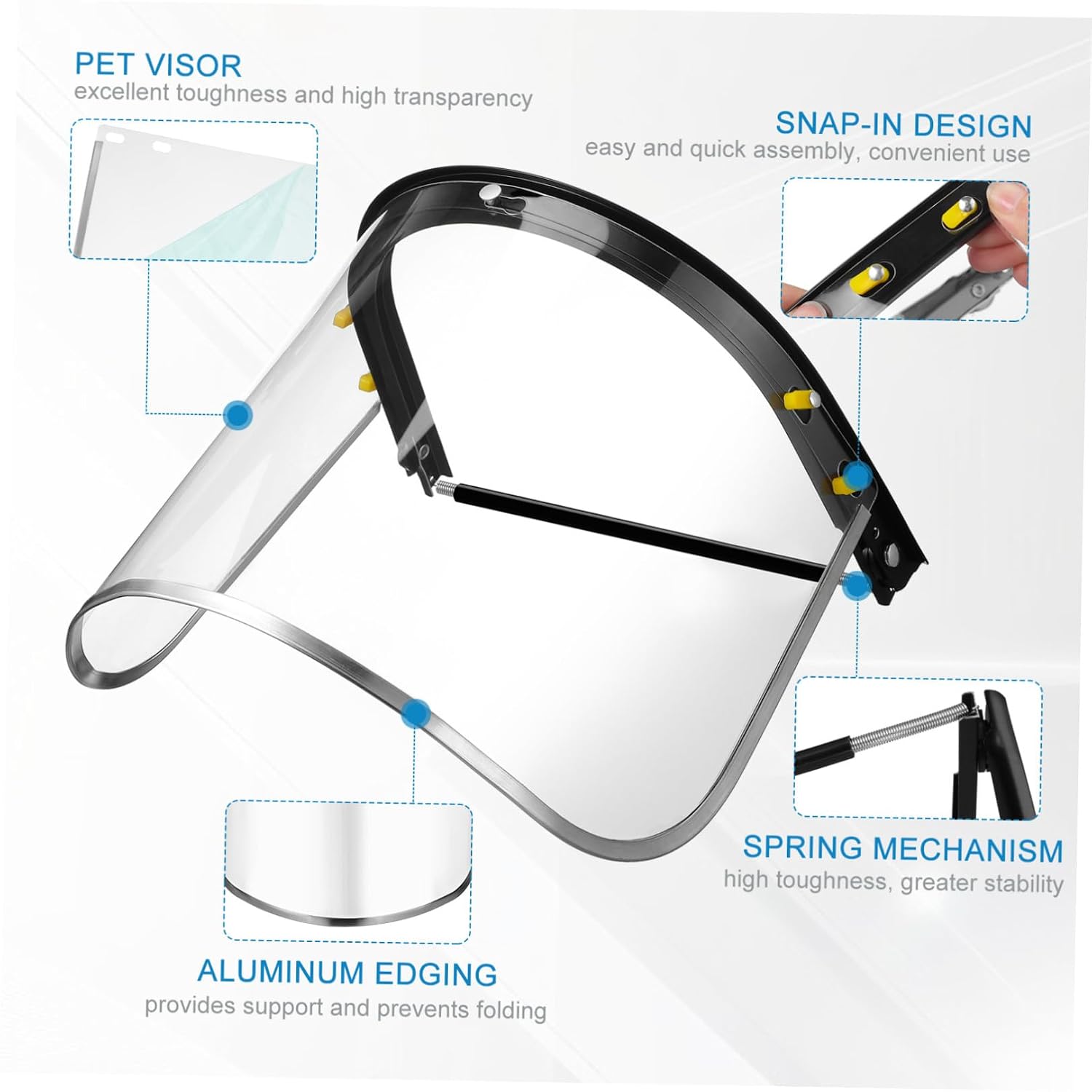 Safety Face Shield Hard Hat Visor Attachment Thickened Protective Visor for Welding Grinding Polishing Anti-splash Construction Industrial Use Random Color