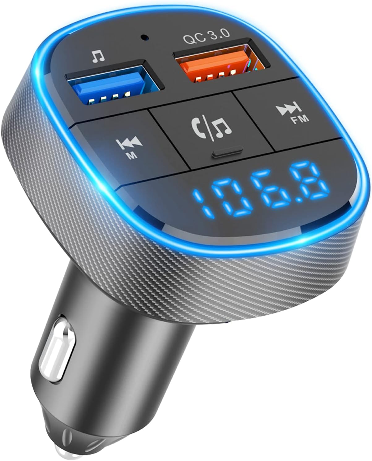Friencity Bluetooth FM Transmitter for Car, QC3.0 Quick Charge & Hands-Free Calling Noise Cancelling Wireless Bluetooth Car Adapter Mp3 Music Player, Support USB Disk TF Card, Siri Google Assistant
