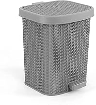 سلة مهملات ذهبية كبيرة بتصميم نخيل مجدول متوسطة الحجم من الهلال والنجمة الفضية، رمادي