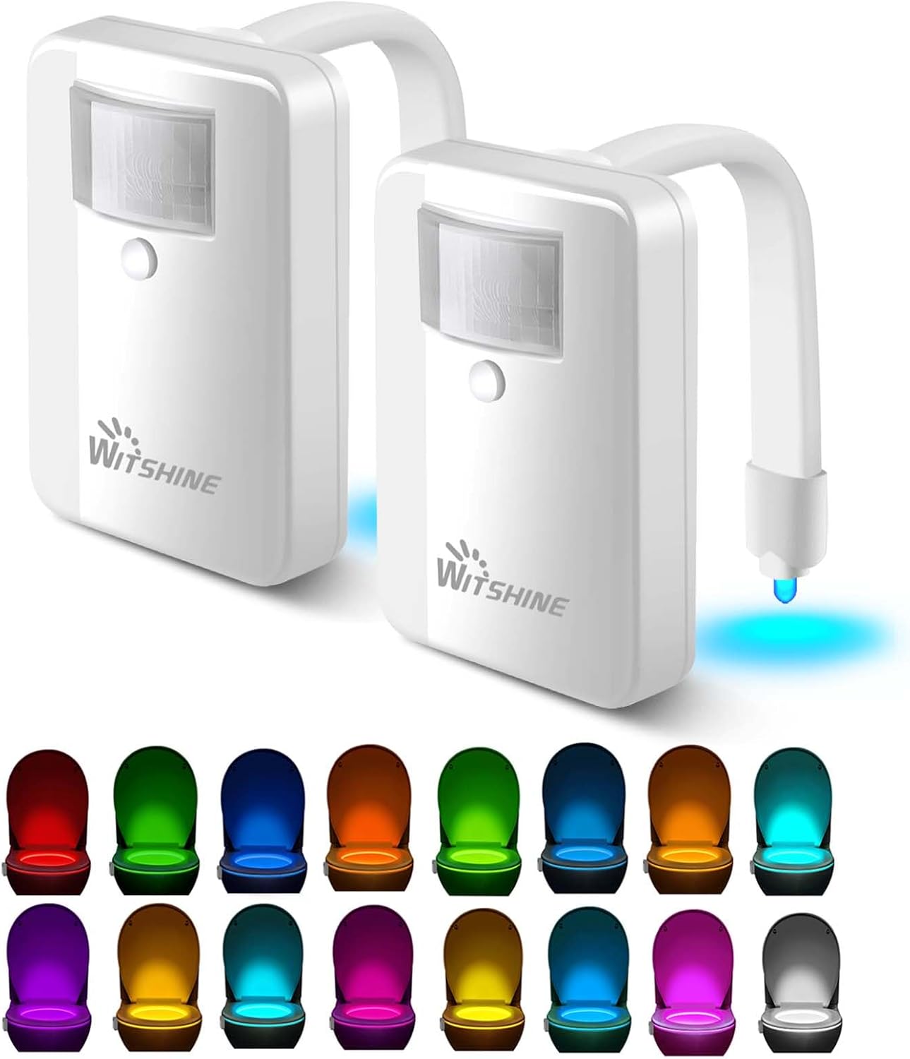 Witshine 3Pack Toilet Lights, Smart LED Bowl Lamp for Bathroom Decor, Cool Stocking Stuffer Gadgets, Creative Fun Gift Idea for Dad, Boys, Kids and Men, 1 Pack Rechargeable +2 Pack Battery Powered