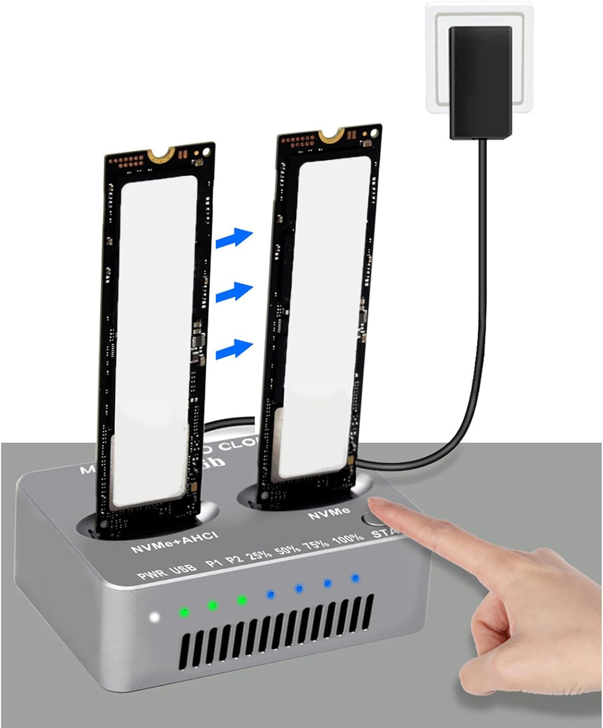 NVMEドッキングステーションダブルベイNVMEソリッドステートディスククローン20GBPS USB 3.2タイプC外部ハードディス