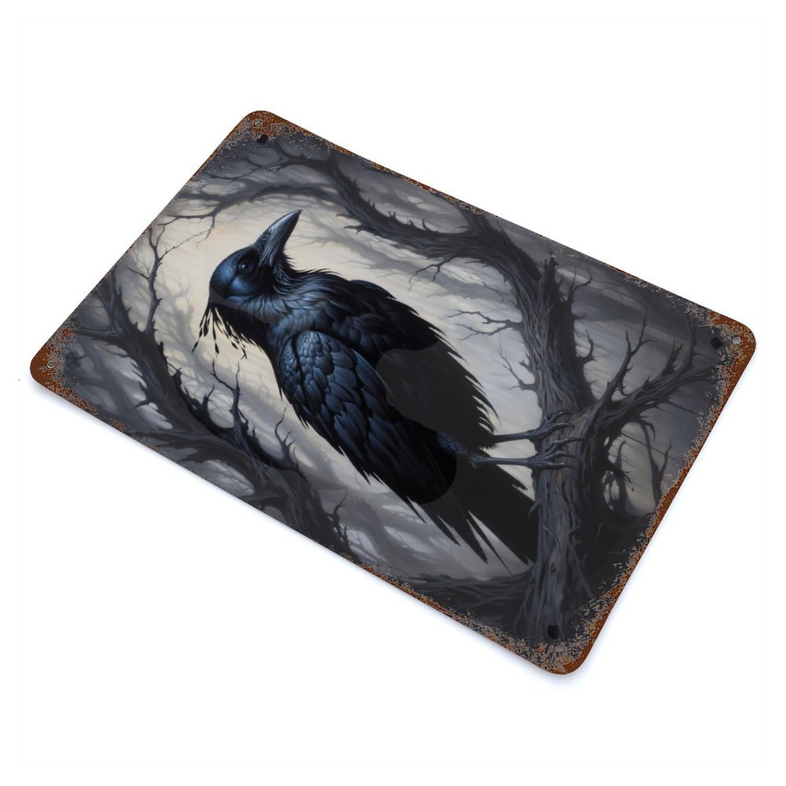 Raven Perch Decorative Tin Sign 11.8"x7.9", for Farmhouse, Kitchen And Entryway Decor, Shabby Chic Decor