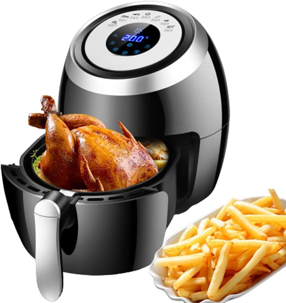 LCD Touch Control Air Fryer Smoke-Free Electric Fryer Smart Oven with 7 Cooking Presets for Healthy Oil Free Or Low Fat Cooking 1500W 5.5 Litre Black
