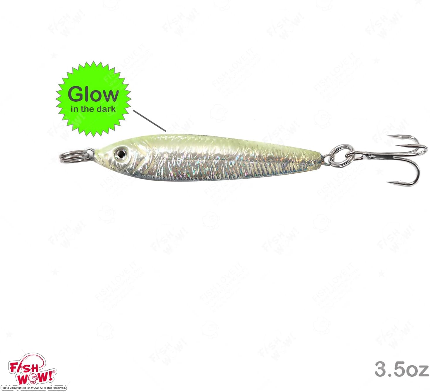 10pcs 5-Color Fish WOW! 3.5oz Fishing Mega Metal Baits Jig with a Sharp 3X Treble Hook