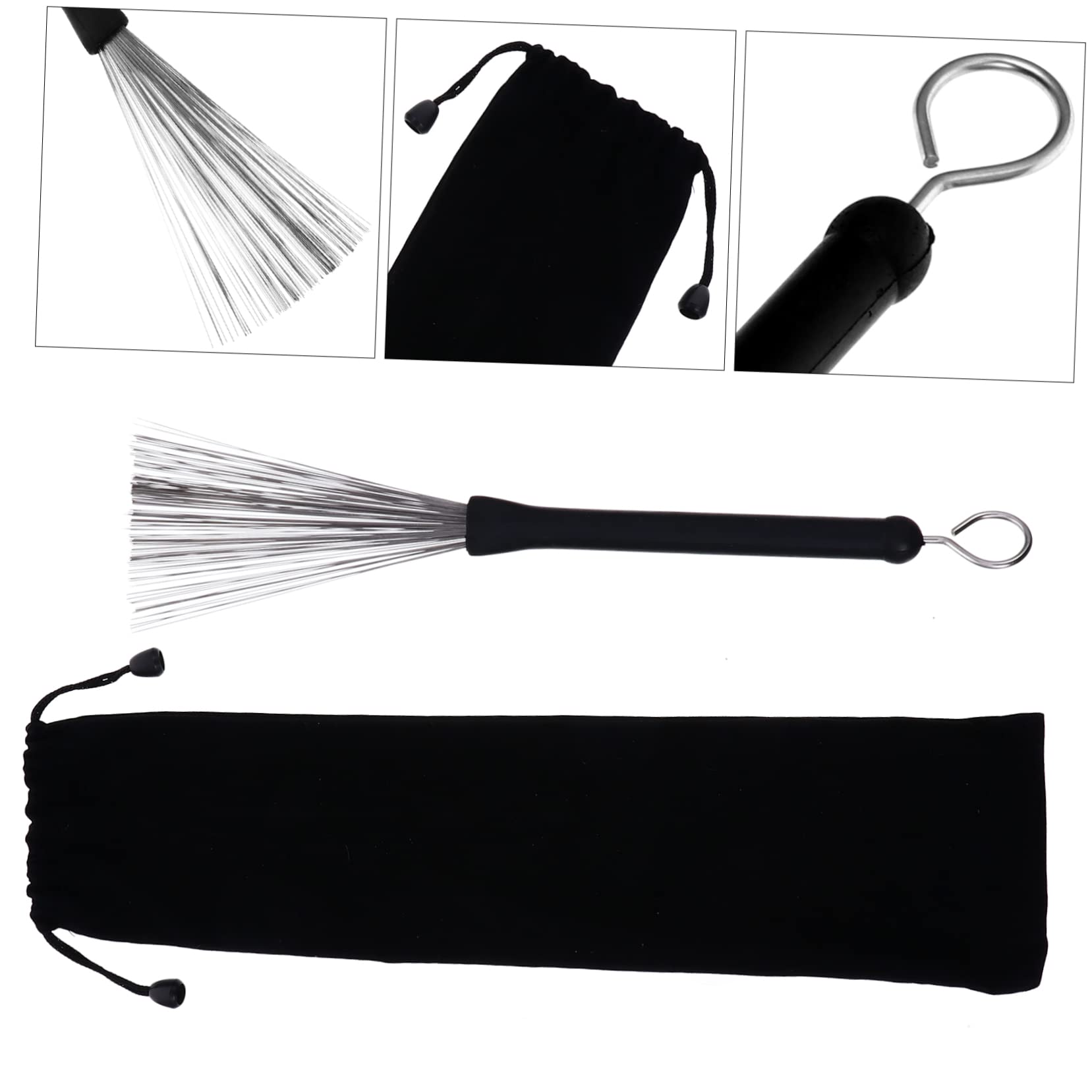 SUPVOX Retractable Drum Brushes Set Pair of Steel Wire Brushes for Jazz Drums for Practice