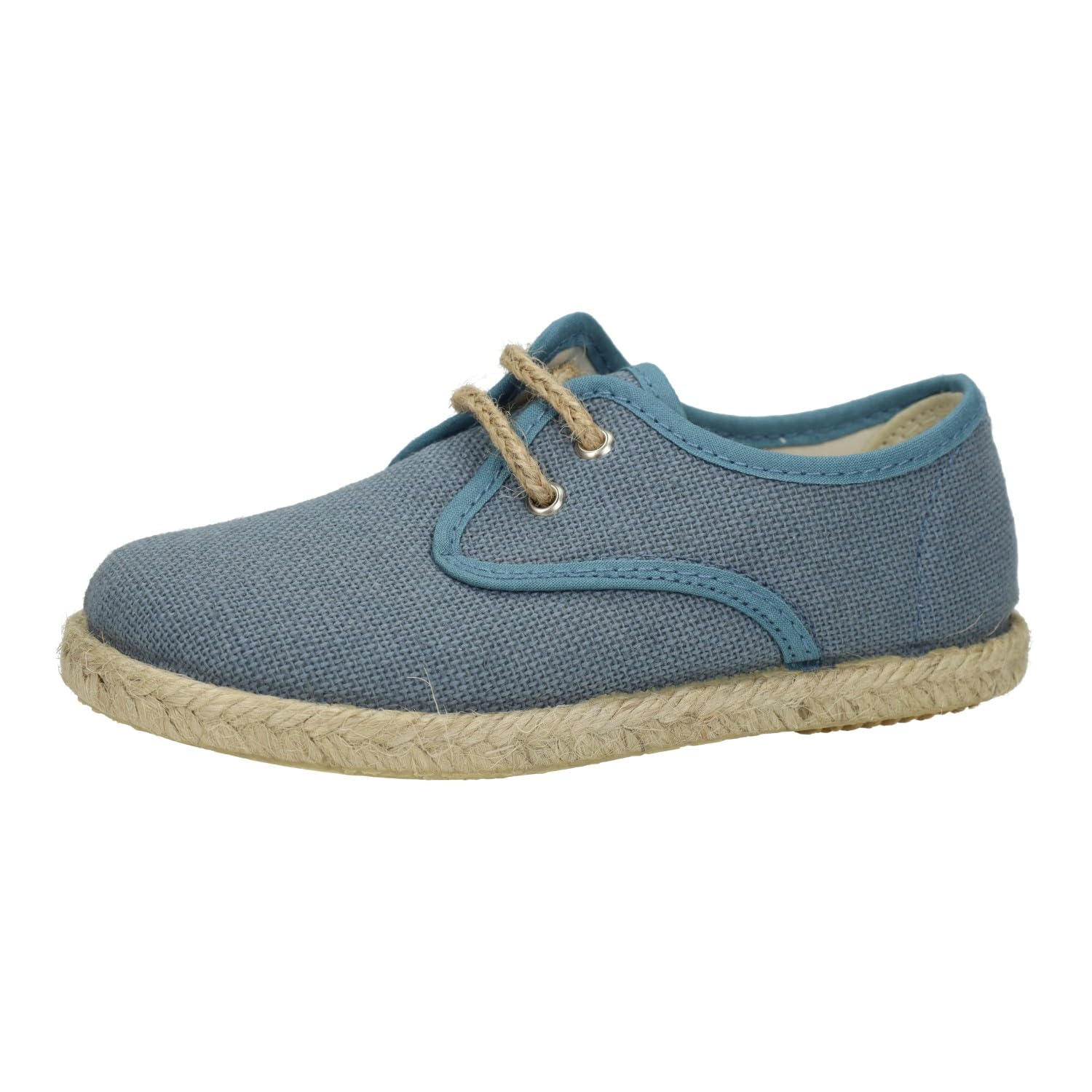 MADE IN SPAIN 267/L Chaussures en toile pour enfant en couleur indigo, espadrilles en toile avec semelle en sparte et semelle intérieure en cuir. Fabriquées en Espagne pour enfant
