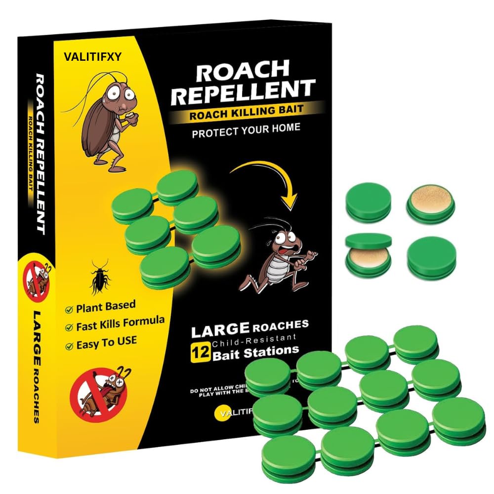 12 pcs Natural Cockroaches Killer for Kitchens Bathrooms Cabinets cockroachs Killer Gel Roach Repellent for Cockroaches for Indoor Cockroach Control Insect Control (12)