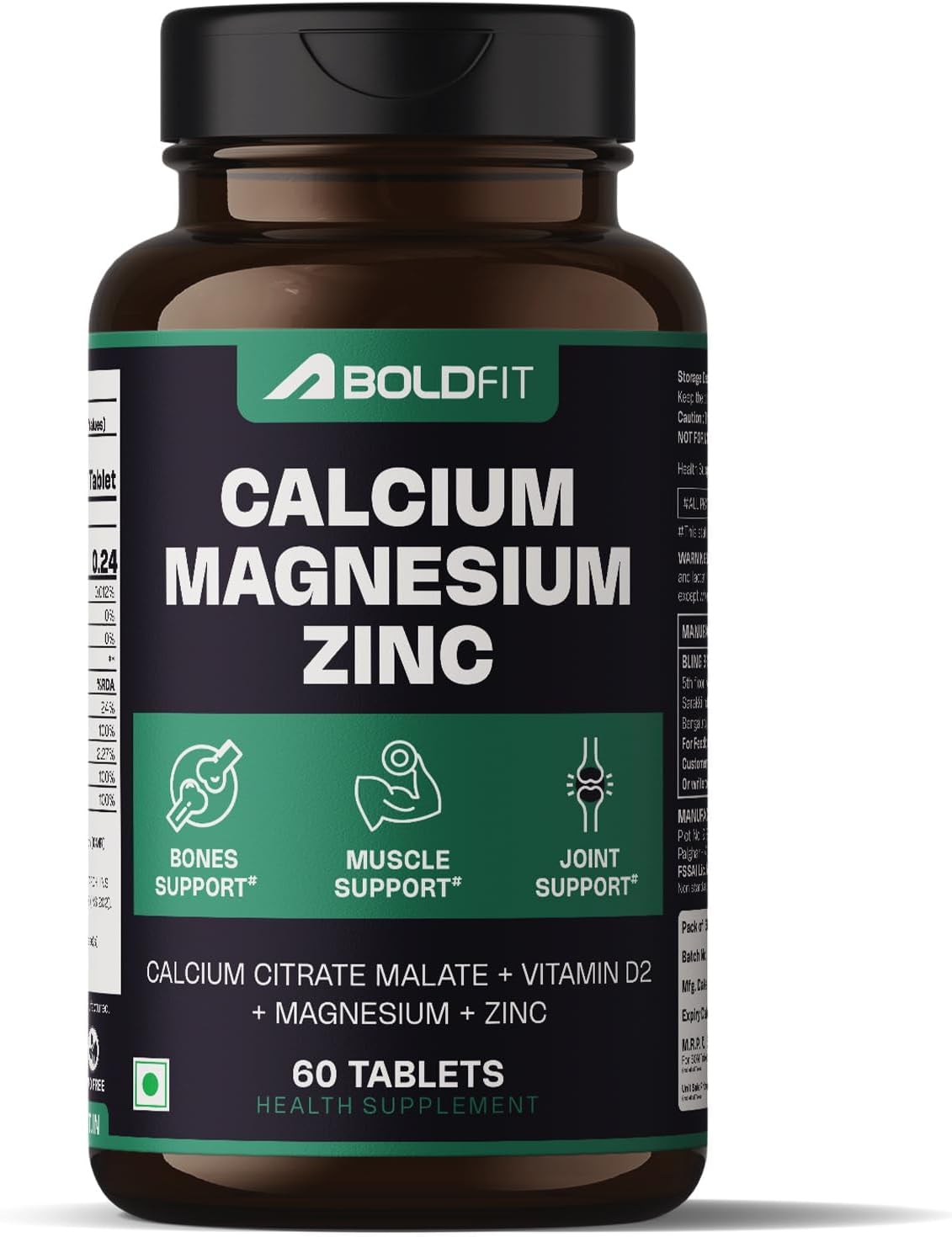 Calcium Tablets 1000 mg with Magnesium & Zinc for Women and Men, Calcium Supplement for Bone & Joint Support, 60 Tablets