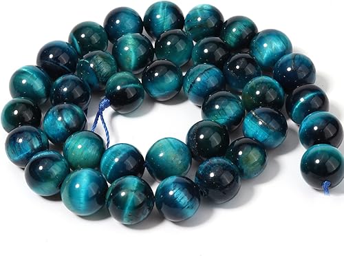 Miniatura 6 de 45 cuentas de piedras preciosas naturales de ojo de tigre aguamarina natural de 0.315 pulgadas (0.315 in), cuentas redondas sueltas para la