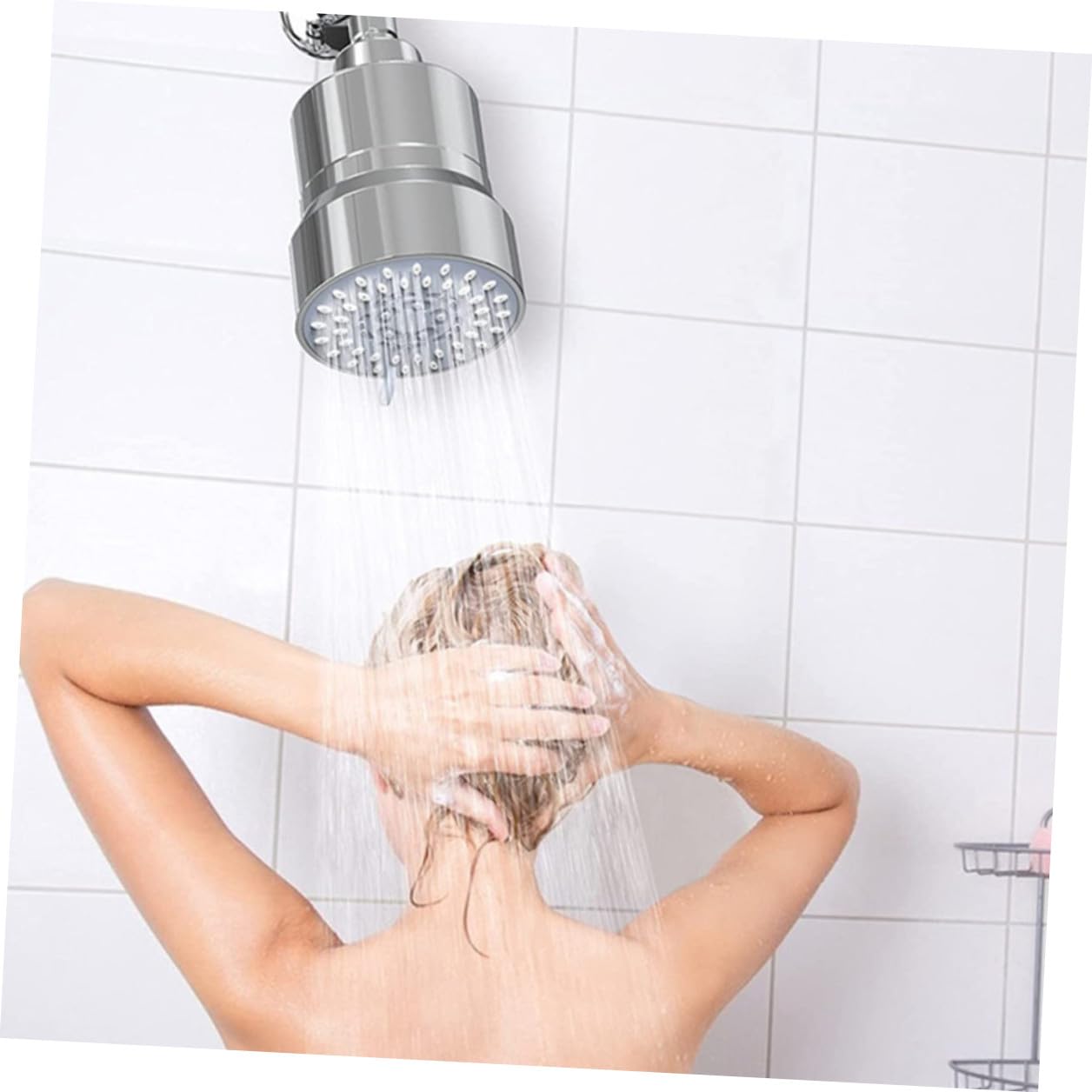 Duschkopf Wasserfilter Silber aus Abs und Metall für Dusche