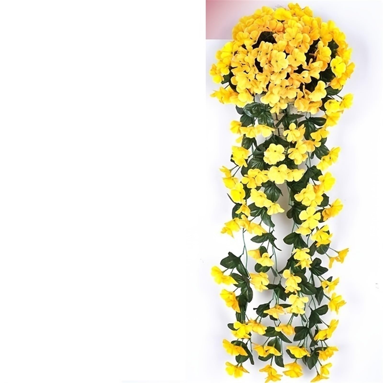 NDSJAIE Artificial Flower Vine 1pc Artificial Violet Flower Vines Plastic Fake Flowers Wall Hanging Plants Wisteria Garland for Wedding Home Garden Decoration For decoration(Yellow)