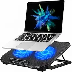 Suporte Para Notebook com Cooler Duplo Silencioso 8 Níveis de Ajuste Ergonômico Iluminação Interna e USB