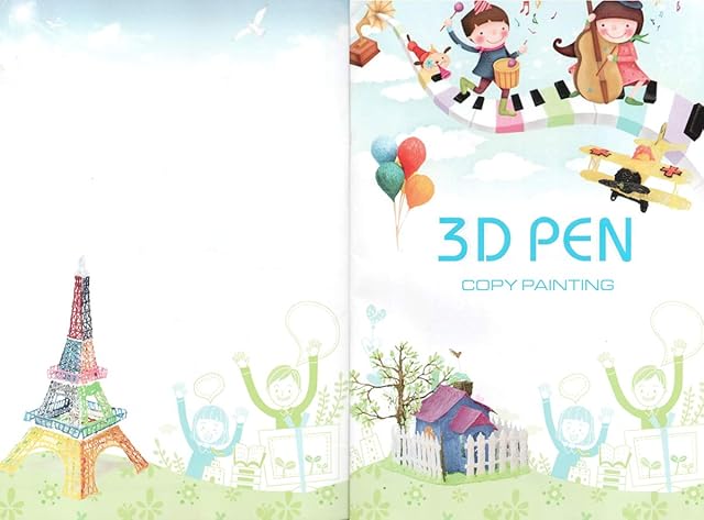 NEWQSING Reusable Color Printing Paper Mold Picture Book with 1 Transparent Plastic Plate, 3D Printing Pen Accessories, 3D Drawing and Doodle Model Making Arts & Crafts Drawing (20 pages, 40 patterns)