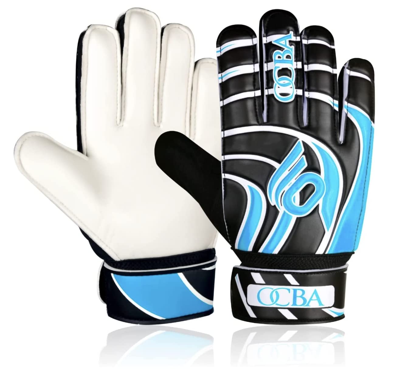 OCBA Goalkeeper Gloves for Kids With Super Grip Latex, Shock Absorption Padding to Protect Palms and Fingers - Bright Eye-Catching Colors (Blue, 5) — image 1
