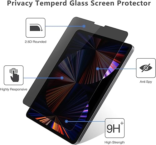 Miniatura 3 de Himover - Protector de pantalla de privacidad para iPad de 10.2 pulgadas (987 generación, 202120202019), película de vidrio templado antiespía,