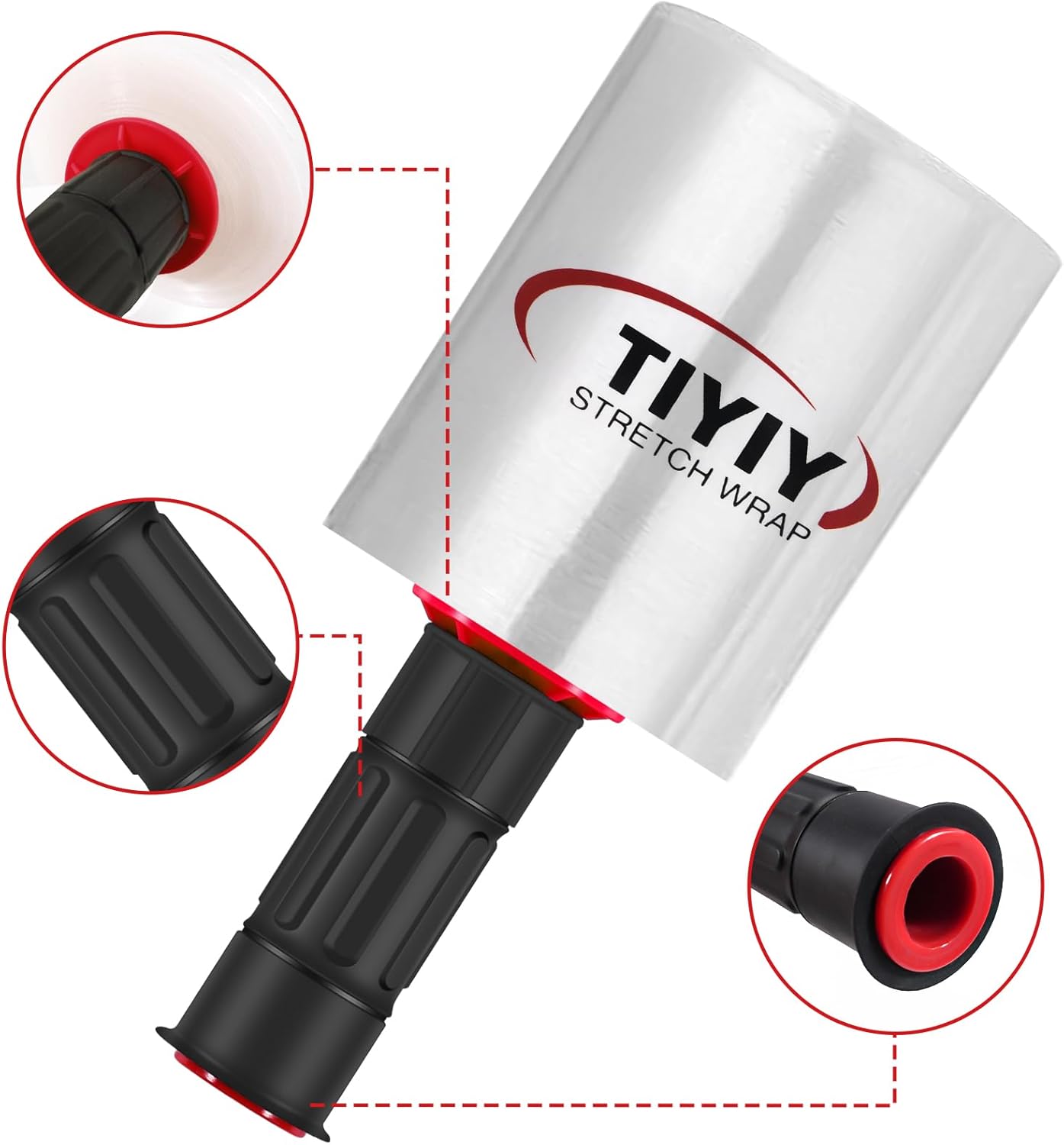 Stretch Wrap, 5 Inch x 1000 Feet Shrink Wrap Roll with Plastic Handle, Industrial Strength Clear Heavy Duty Film, Durable Self Adhering Packing Supplies for Moving, Packing and Pallet Furniture