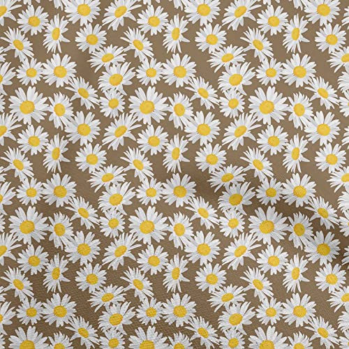 oneOone Silk Tabby Brown Fabric Floral Sewing Fabric By The Yard Printed DIY Clothing Sewing Supplies 42 Inch Wide