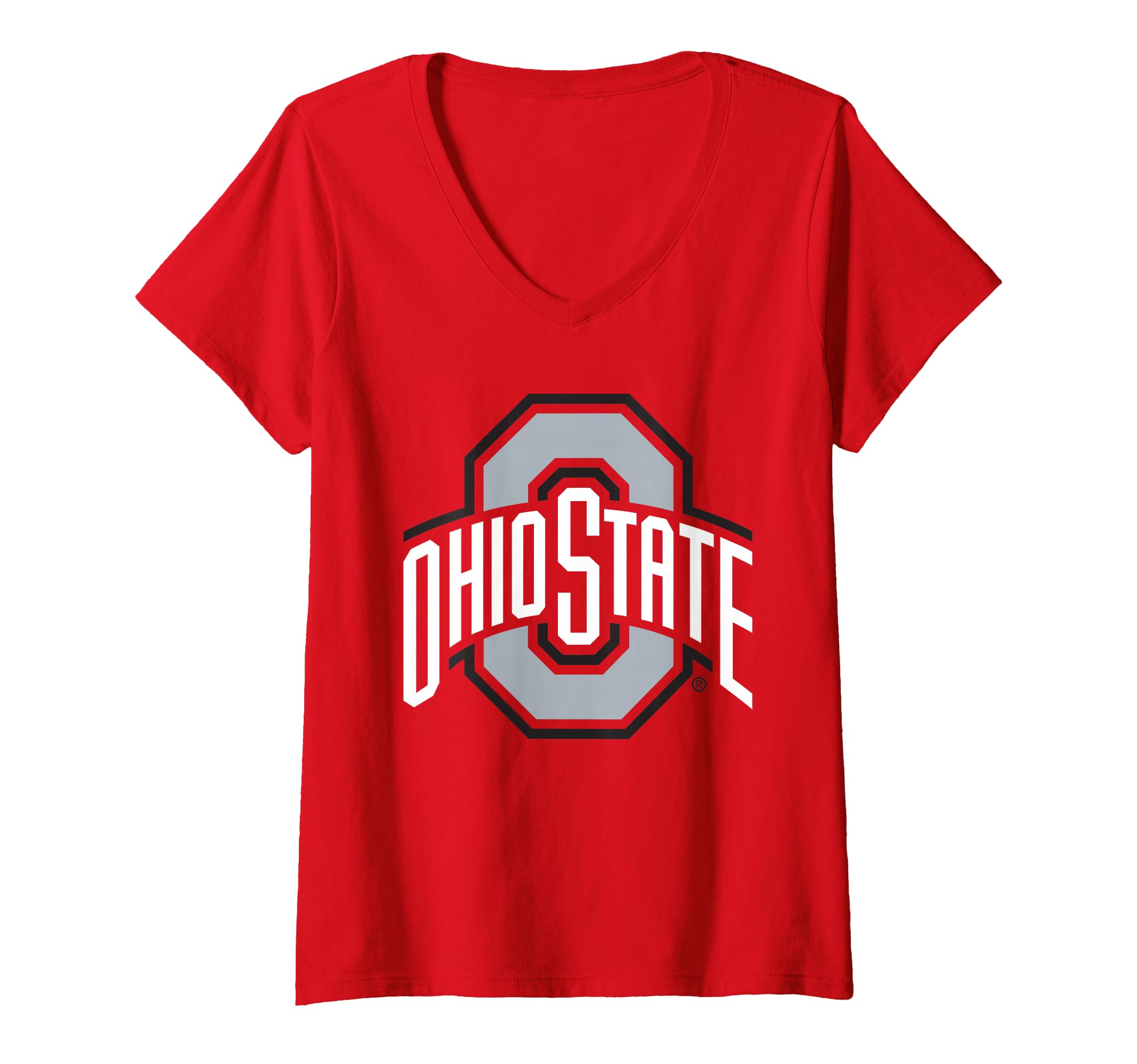 Womens Ohio State Buckeyes Womens Vneck Icon Logo Red V-Neck T-Shirt