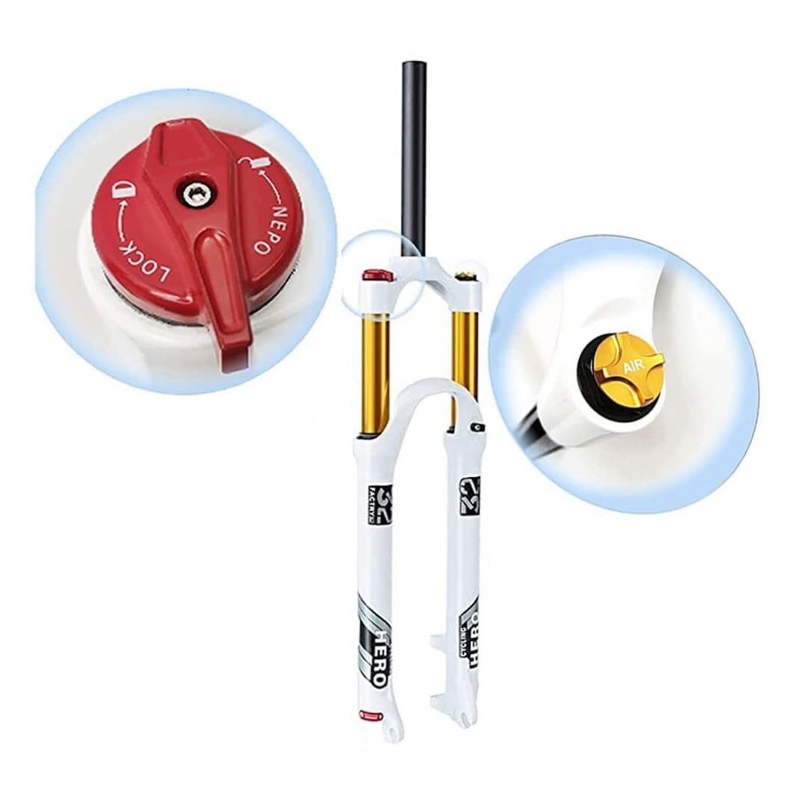 Rowery górskie widelec pneumatyczny 26 27,5 29 Zawieszenie podróż 120 mm 1 ~ 1/8'' proste rowery stożkowe przednie ręczne/zdalne blokady QR 9 mm