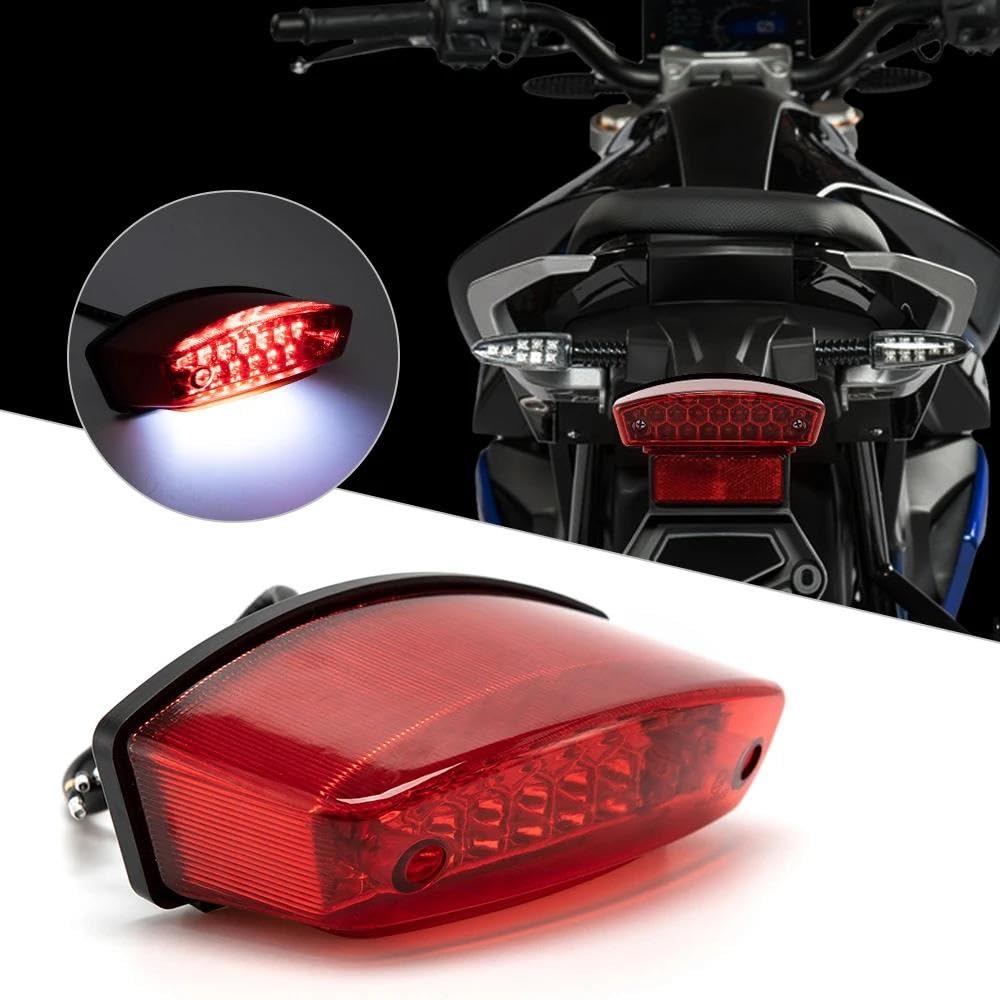 1 Pz Fanale Posteriore Per Moto Modificato Per Veicolo Elettrico A LED Parafango Di Avvertimento Freno Piccola Targa(ROSSO)