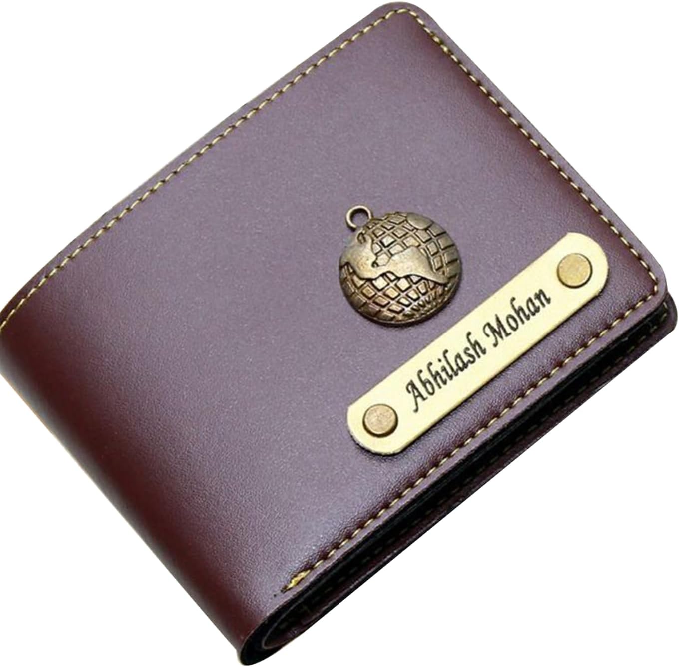 Just In Trendz Customized Wallet for Men Personalized Wallet with Charms Name Engraved On It Pocket Purse Faux Leather Gifts for Men (Brown)