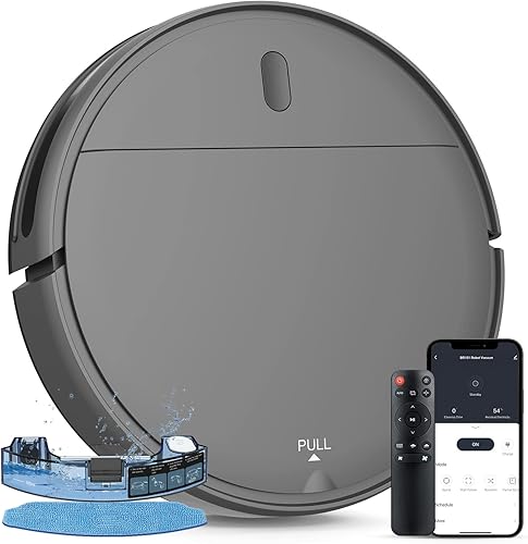 Robot aspirador y trapeador, robot 2 en 1 con delgado 2.87 pulgadas, programación, control de aplicación/voz, succión de 2300 Pa y largo tiempo