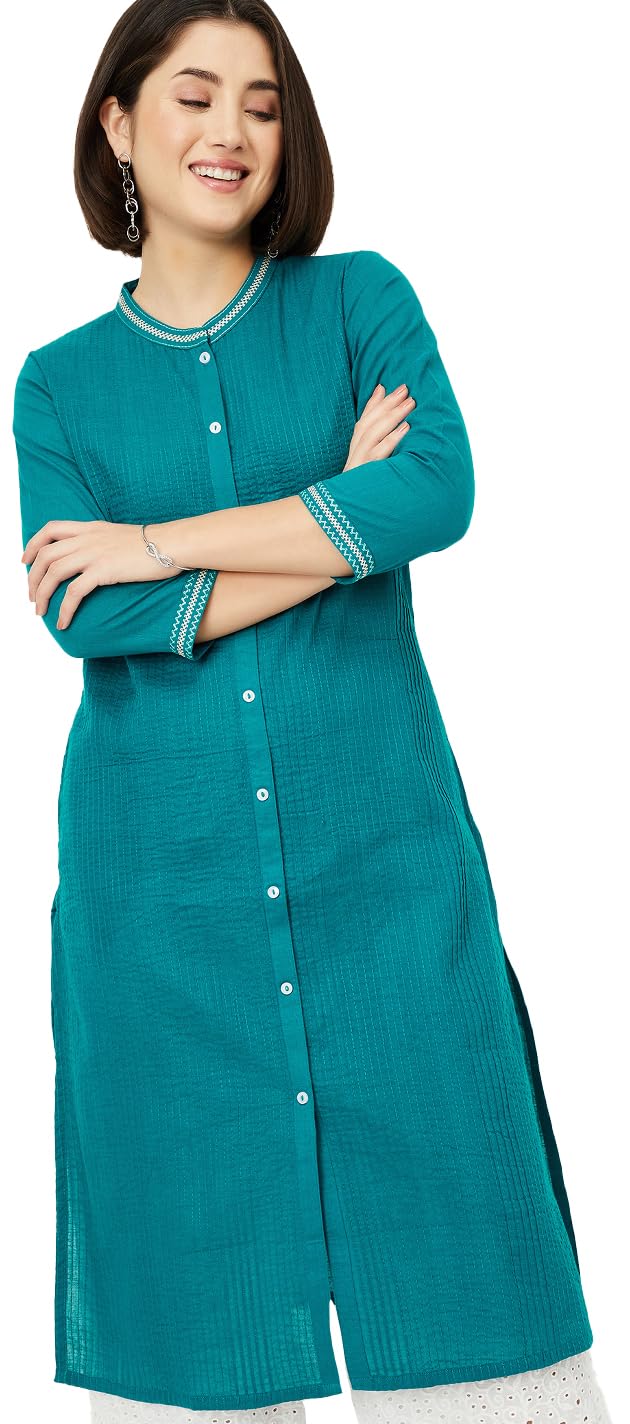 max Women's Cotton Blend Regular Fit Solid Regular Kurta-picture-25