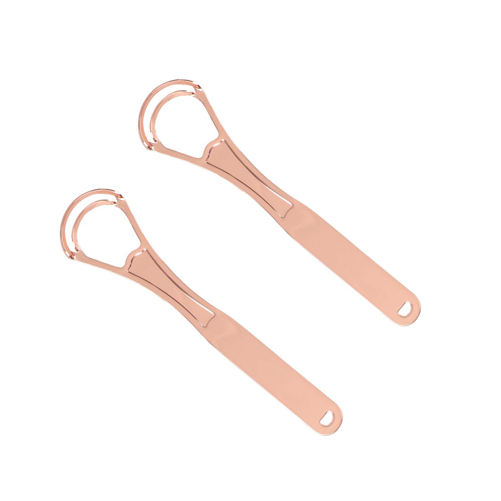 JOSALINAS 2PCS Tongue Scraper Cleaner Brush Wide-head Double Blades Scrapers For Oral Care, Rose Gold Color