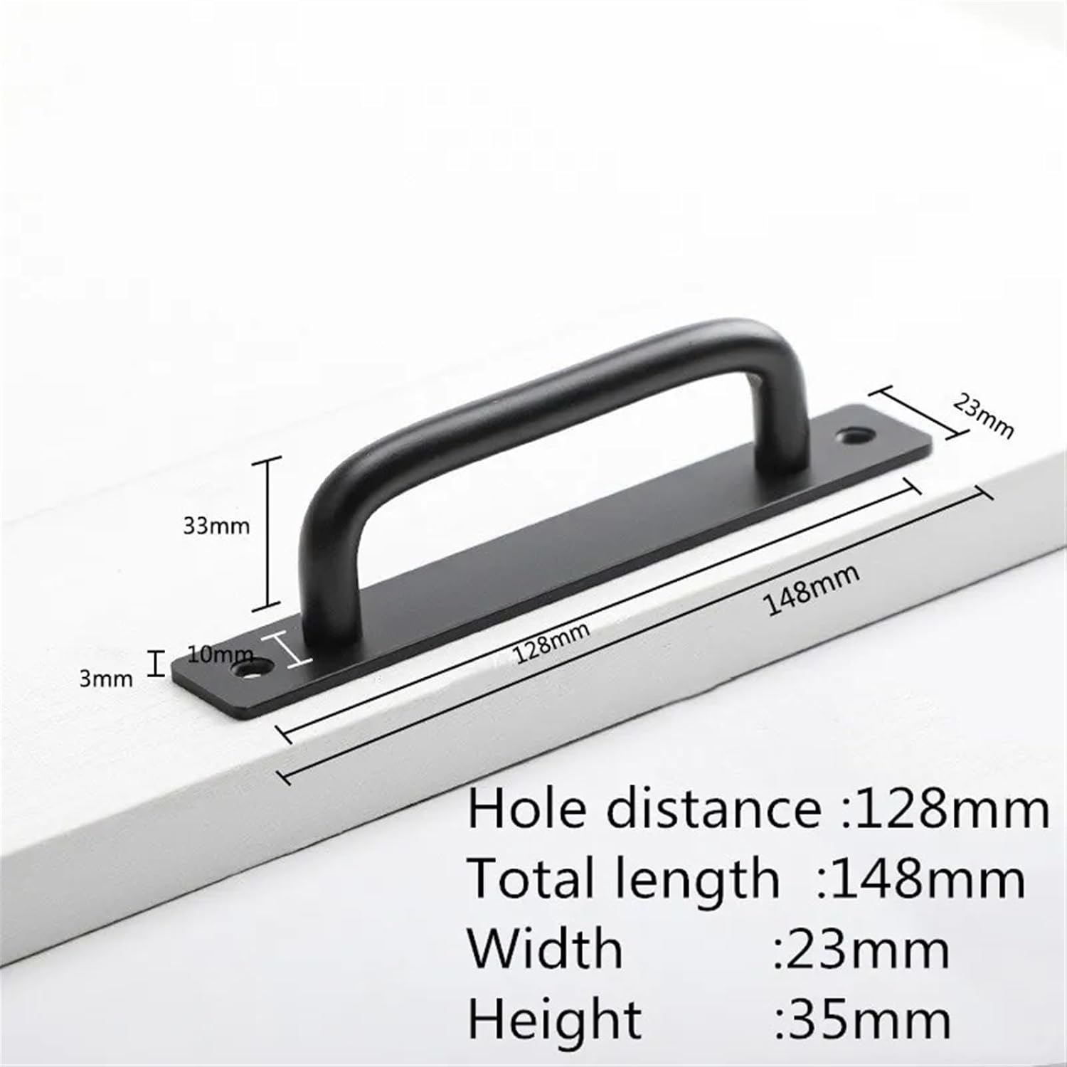 Aluminium Alloy Black Wardrobe Door Handles Balcony Bedroom Kitchen Door Pulls Drawer Knobs Furniture Room Door Hardware 2Pcs(Black 128mm)