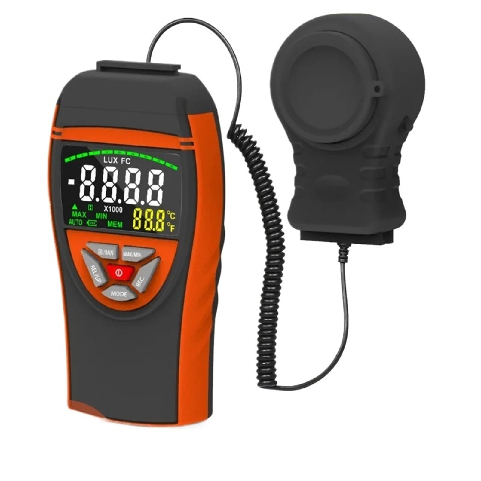 Medidor de Luz, Medidor de luz Digital Lux 400000 Lux 3999 Pantalla máxima Retención Datos Rango automático Medición Relativa Probador Alta precisión
