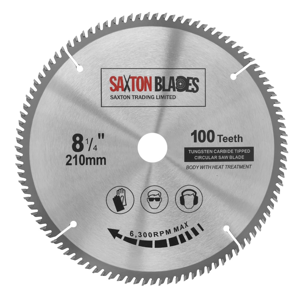 Saxton Fine Cutting TCT Hoja de sierra circular de 210 mm x 100 T x 25,4 mm de diámetro compatible con sierras Evolution Rage