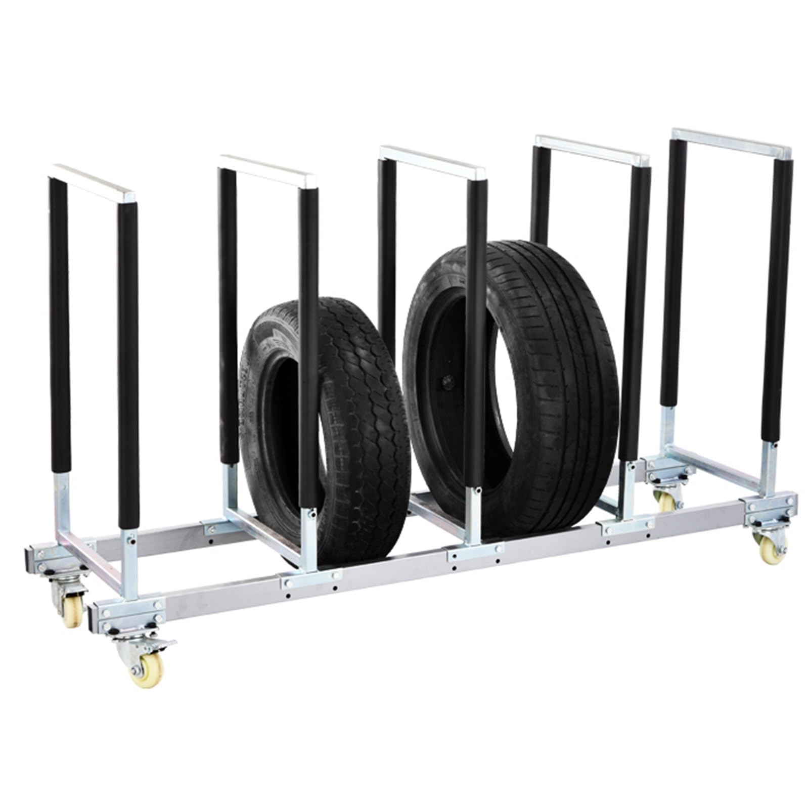 Présentoir de pneus robuste pour 4 pneus, organisateur de garage de voiture, chariot de rangement durable pour la maison et l'atelier