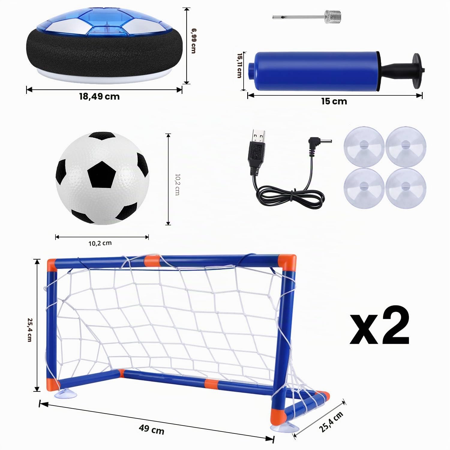 SUNACE Pallone Calcio Fluttuante – Air Power con 2 Porte Floating Air Soccer con Luce a LED Interno All'aperto Giochi Compleanno Natale Regali per Bambini