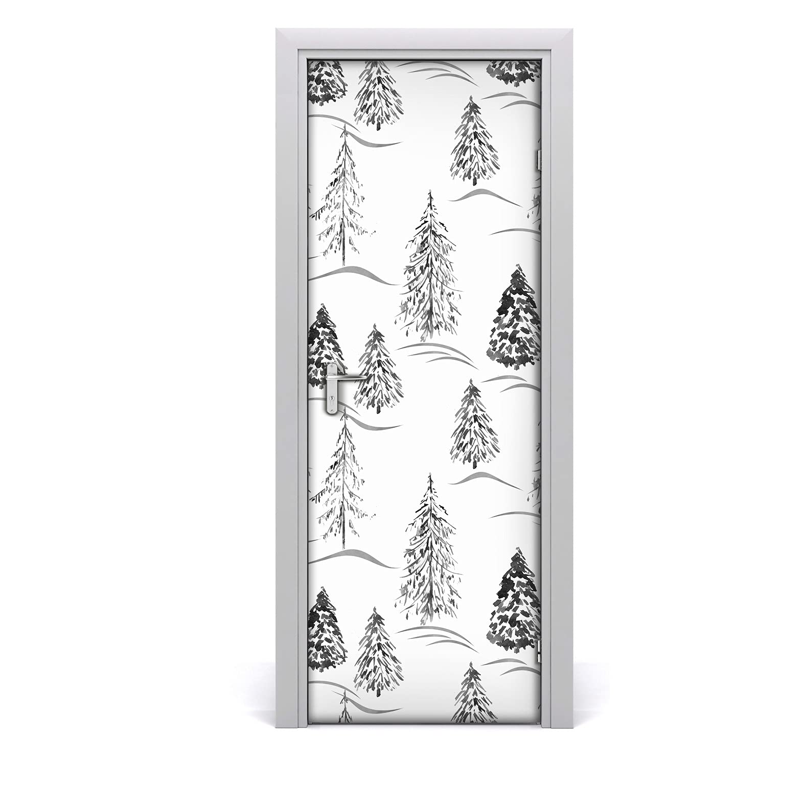 Décoration de porte autocollante imperméable 70x200cm revêtement lavable motif forêt