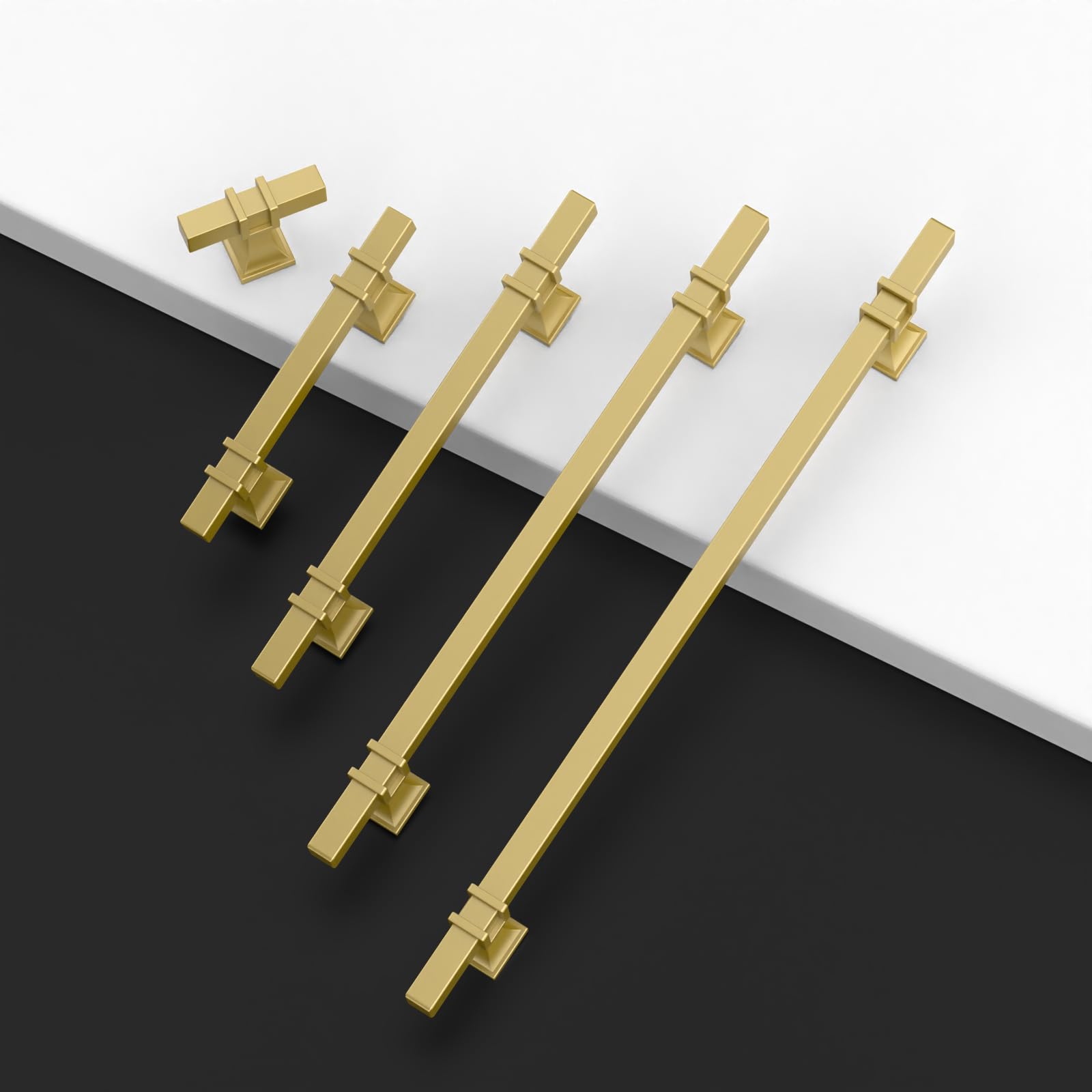 Paquete de 10 tiradores dorados dorados de 12.6 pulgadas (320 mm) para gabinetes de cocina, accesorios de cajones para alacena, cómoda, baño