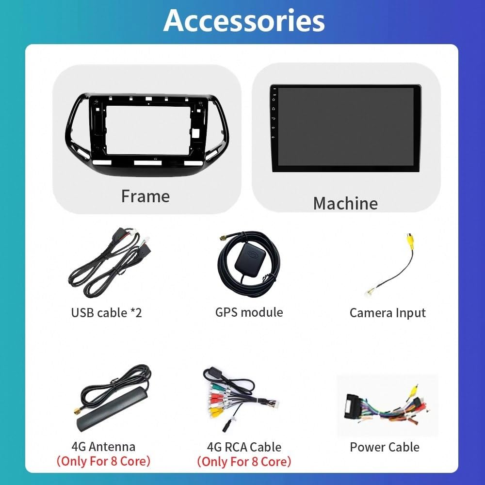 Radio Macchina Touch Screen per Jeep Compass 2 MP 2016-2019 Wireless Carplay Android Auto Stereo Auto Bluetooth Ips con Pantalla Táctil con Gps, 4 Nucleo 1G+32G
