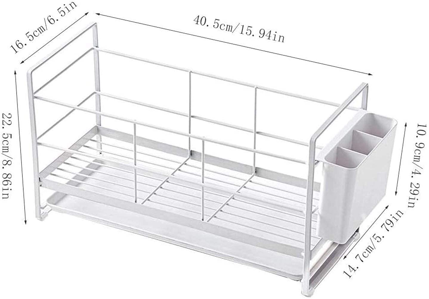 Drenadores de Platos, Bastidor de Platos, Bastidor de Almacenamiento de Vajillas con Sartén de Drenaje Y Tubo de Palillos, Rejilla de Lavado de Plato Y Cubiertos Utensilios, para Cocina, Casill