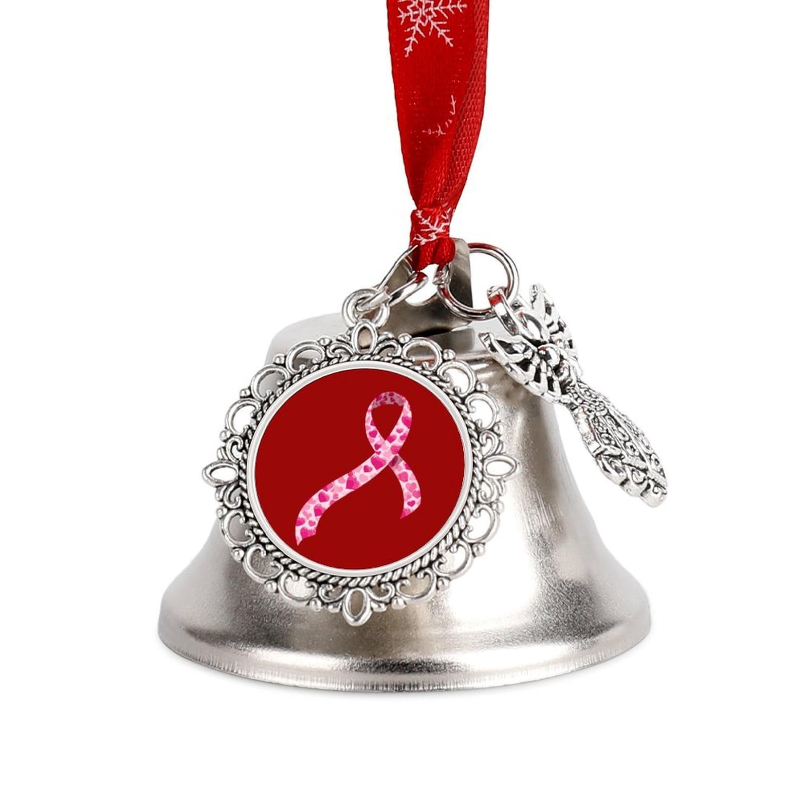 Asbwuo As Pic Breast Cancer Awareness Ribbon Christmas Ornaments Metal Hanging Bells For Christmas Tree Party