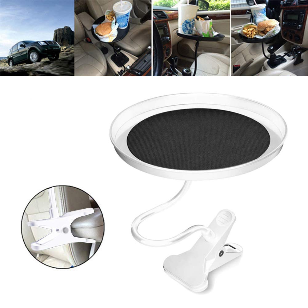 Vassoio Auto Regolabile Girevole 360° Con Clip, Tavolo Da Pranzo Universale Per Auto (Nero)