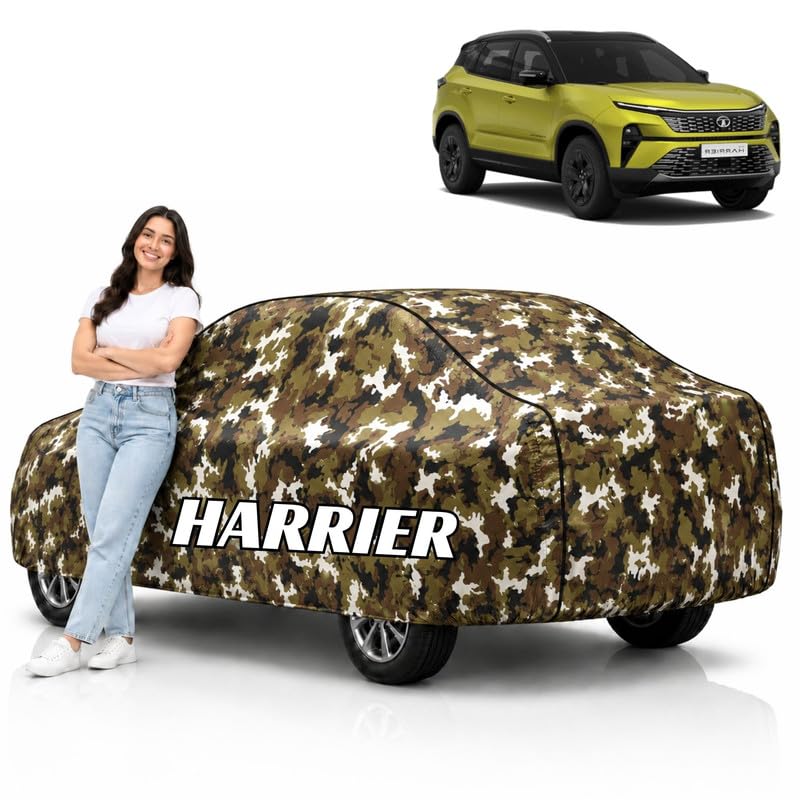 Image of Mind-Blowing 2026 100% Waterproof Harrier Car Cover | Polyester Car Body Cover for Rain & Sun | UV Protection, Dustproof, Scratch Resistant, Windproof, Heat Resistant, Custom Fit (Jungle)