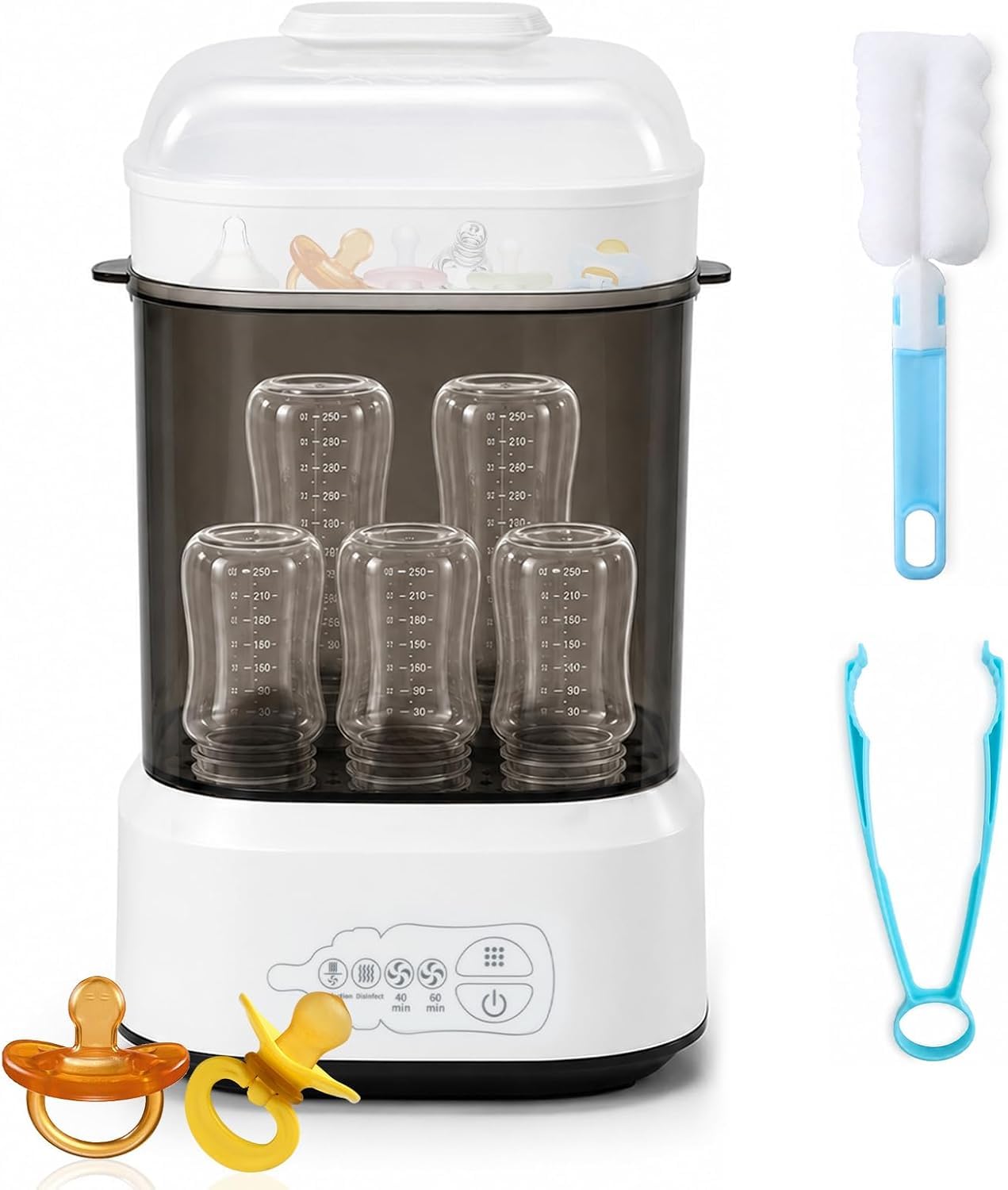 Sterilisator für Babyflaschen mit Trocknerfunktion, Flaschensterilisator Baby, 4-in-1 Elektrischer Dampfsterilisator für Flaschen, für flaschen & Milchpumpen-Zubehör Schnellsterilisation