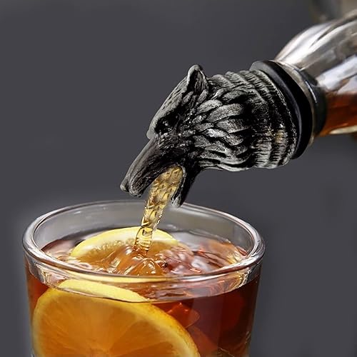 Miniatura 5 de Vertedor aireador de vino, vertedor de licor de acero inoxidable con tapón de botella, estilo retro, botella de vino de alta calidad, tapón de