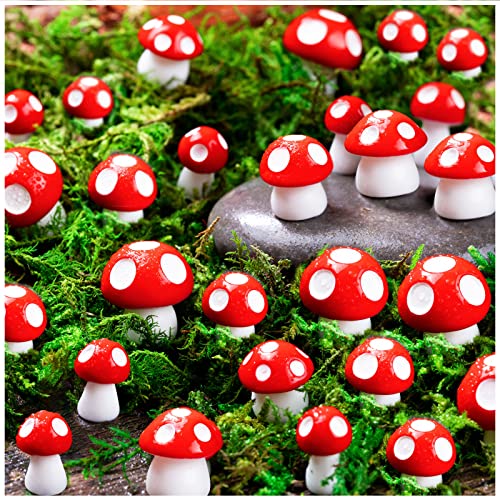 MGZTTHW 60pcs Mini Resin Mushrooms for Crafts 0.7' 0.5' 0.4' Tiny Fairy Garden Decor Little Fake Mushroom Miniatures Statue for Bonsai Micro Landscape Craft