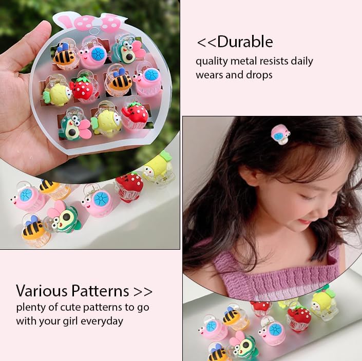 Image of ANNA CREATIONS Baby Girls Mini Hair Claw Clips Fruits Shape Cute Butterfly Non Slip Cute Pattern Baby Hair Clip Girls Hair Accessories for Kids Girls Multicolor Set of 10 Pcs