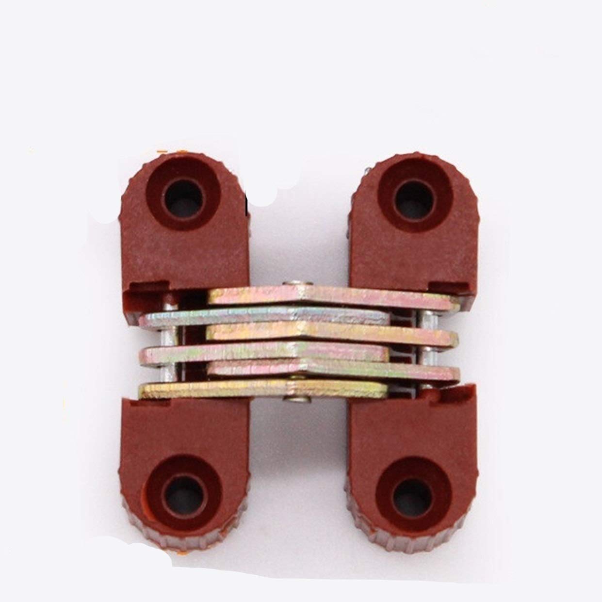4PCS Hidden Hinges 33x11mm Folding Plastic Cross Hinges for Doors and Windows Dining Table Furniture Hardware Accessories(Brown)