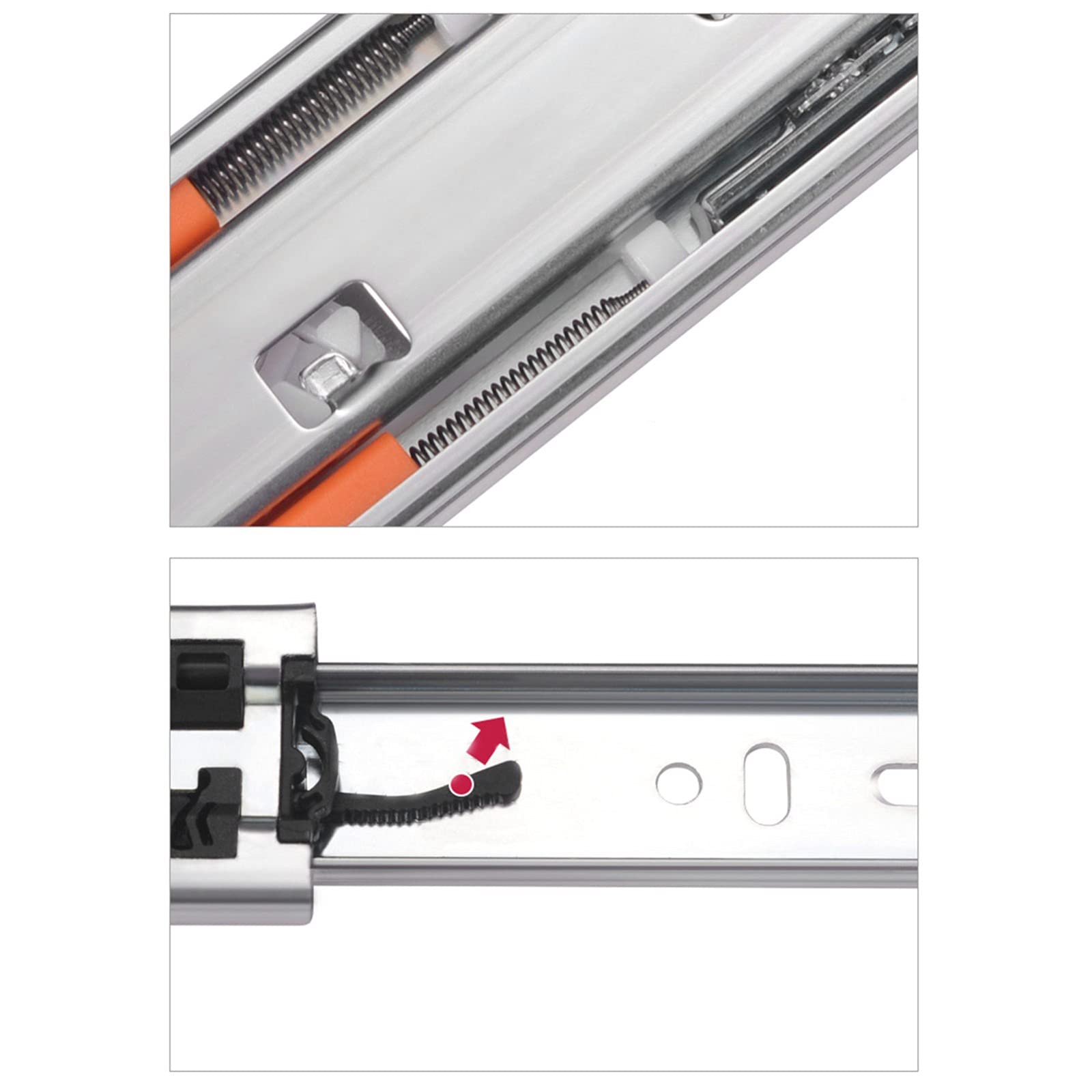 Guide Per Cassetti Push To Open - 2 Pezzi Scorrimento Telescopico, Portata 45kg, Nero 25cm