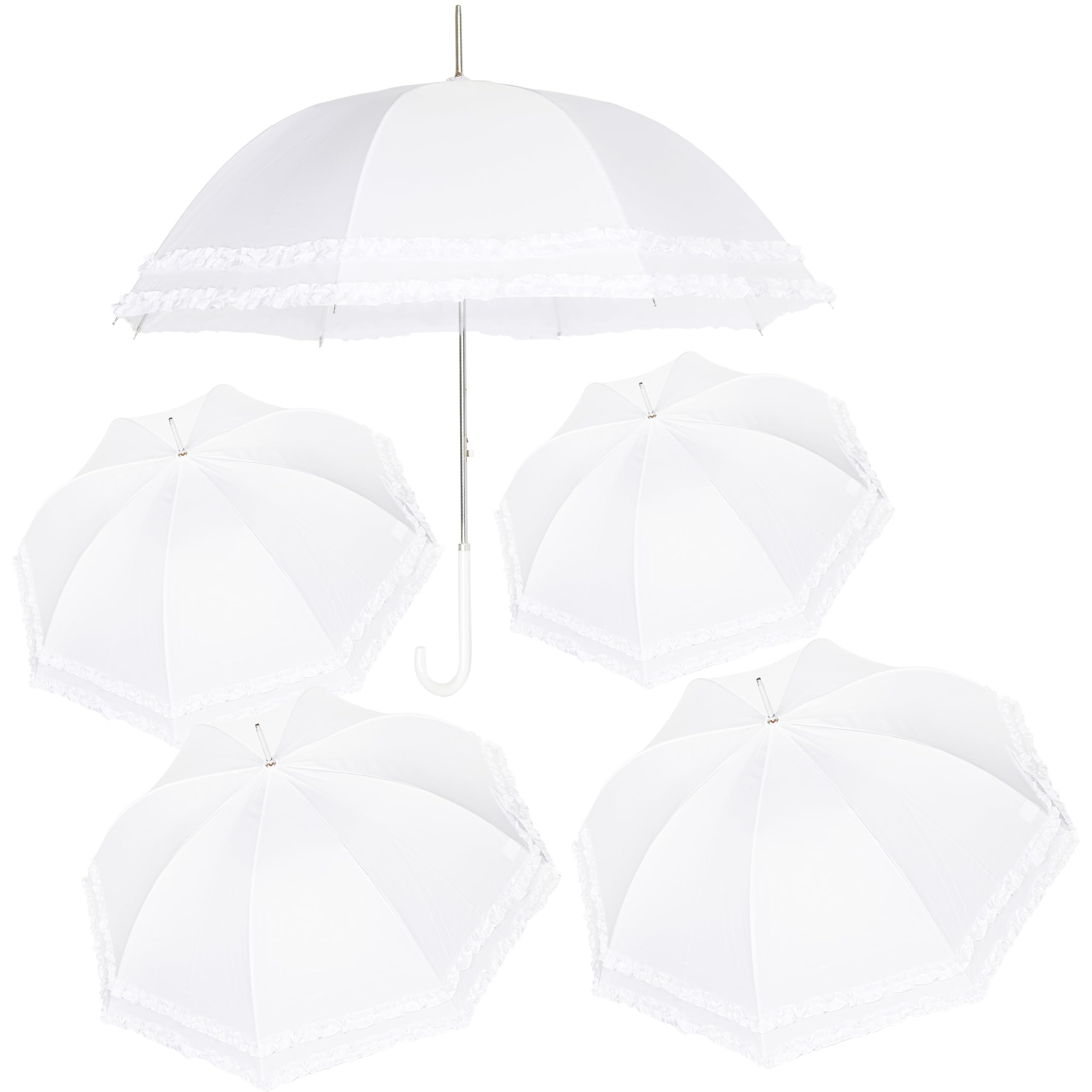 A2Z Ladies Bridal Walking Umbrella Double Frill Dome Brolly Stylish Ruffle Lace - Umbrella Romantic Ruffle 5 Pack